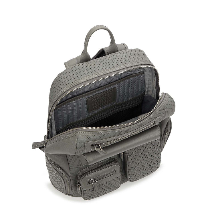 Punch Mat Leather Backpack - Grey