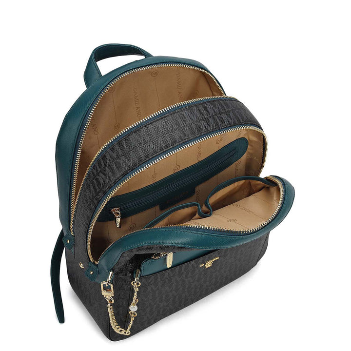 Monogram Plain Leather Backpack - Black