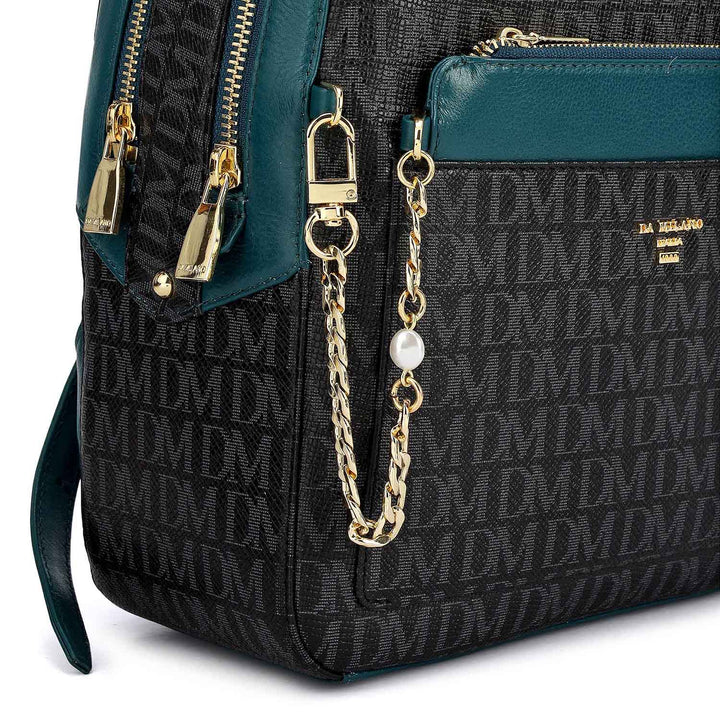 Monogram Plain Leather Backpack - Black