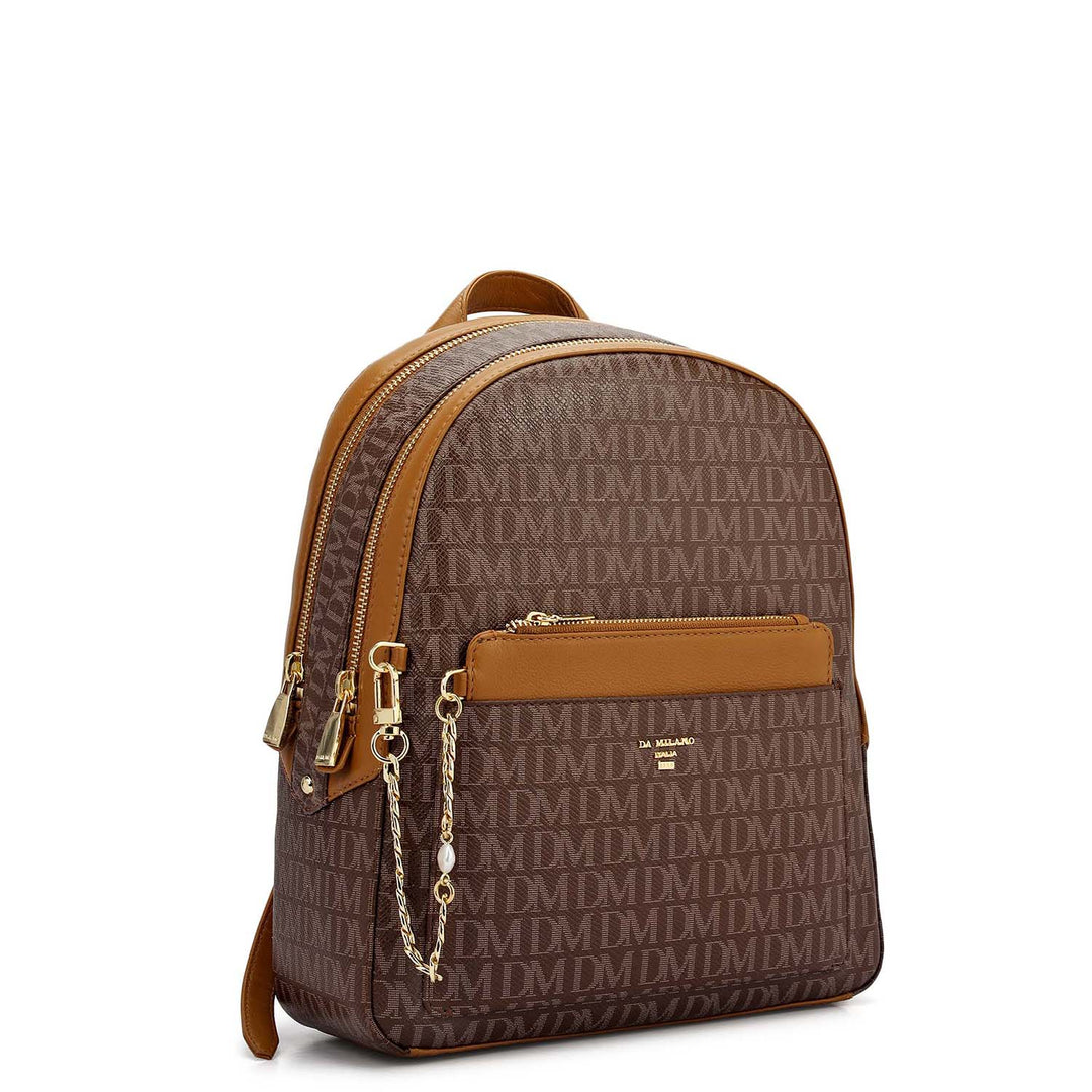 Monogram Plain Leather Backpack - Walnut