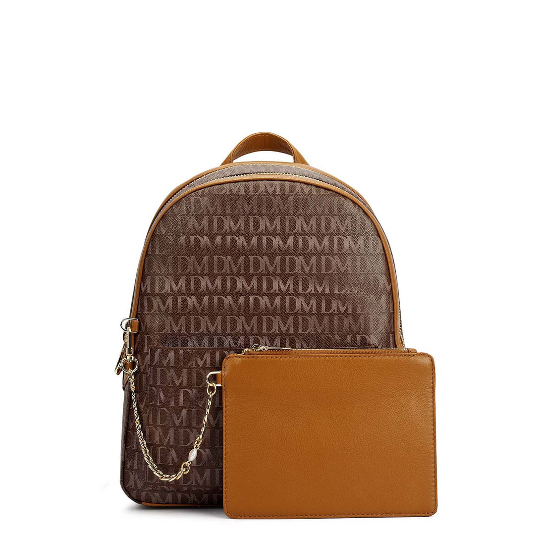 Monogram Plain Leather Backpack - Walnut
