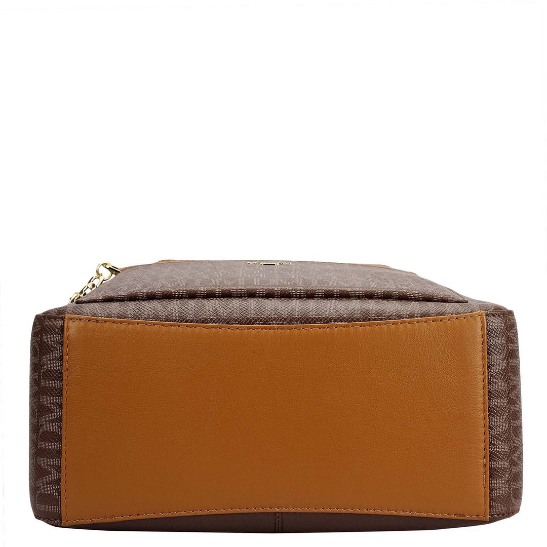 Monogram Plain Leather Backpack - Walnut