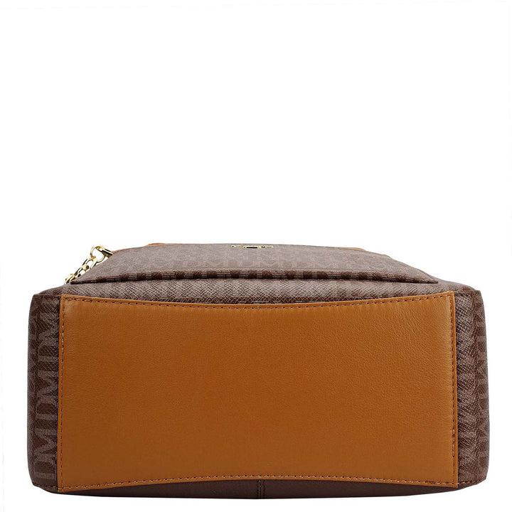Monogram Plain Leather Backpack - Walnut