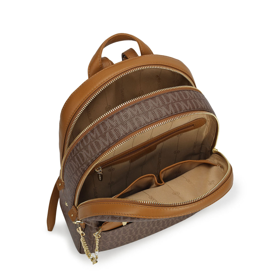 Monogram Plain Leather Backpack - Walnut