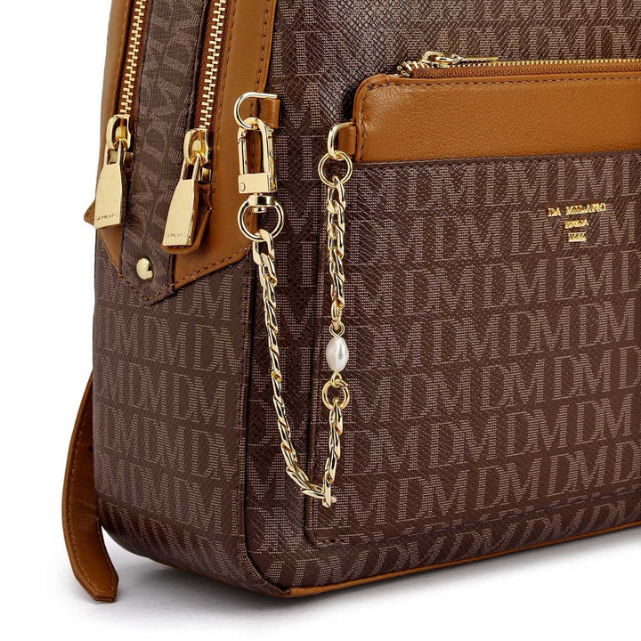Monogram Plain Leather Backpack - Walnut