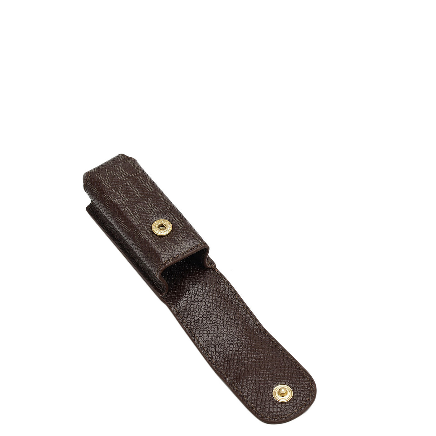 Monogram Leather Lipstick Case - Chocolate