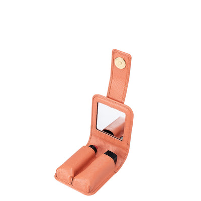 Franzy Leather Lipstick Case - Salmon