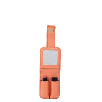 Franzy Leather Lipstick Case - Salmon
