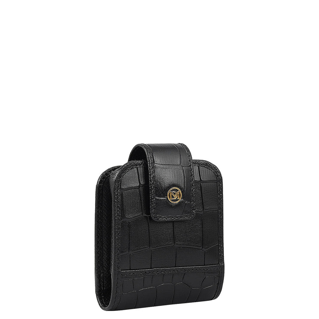 Croco Leather Lipstick Case - Black