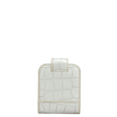 Croco Leather Lipstick Case - Snow