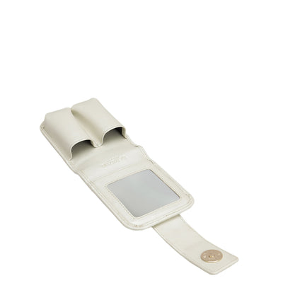 Croco Leather Lipstick Case - Snow