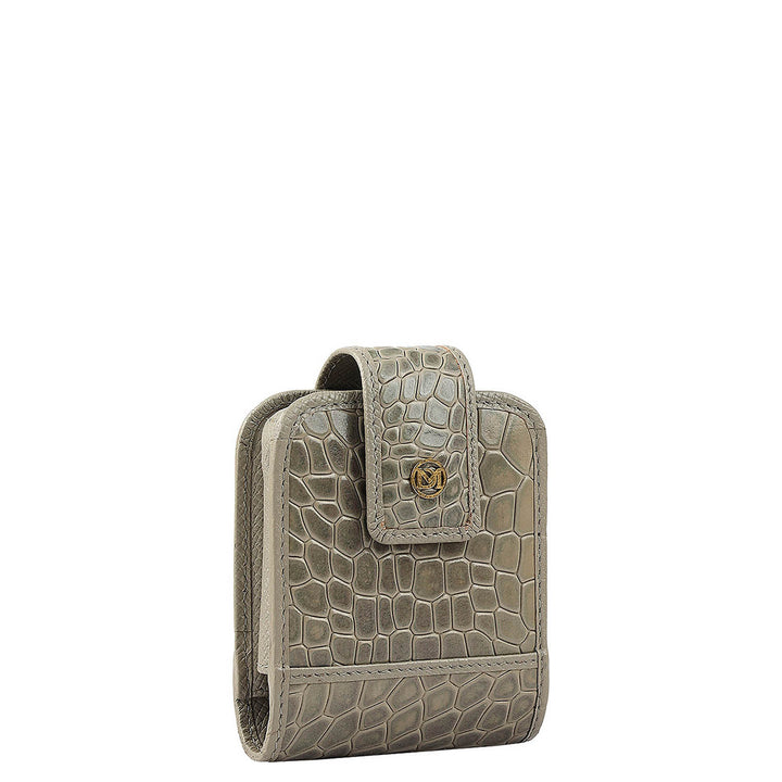Croco Leather Lipstick Case - Stone Grey