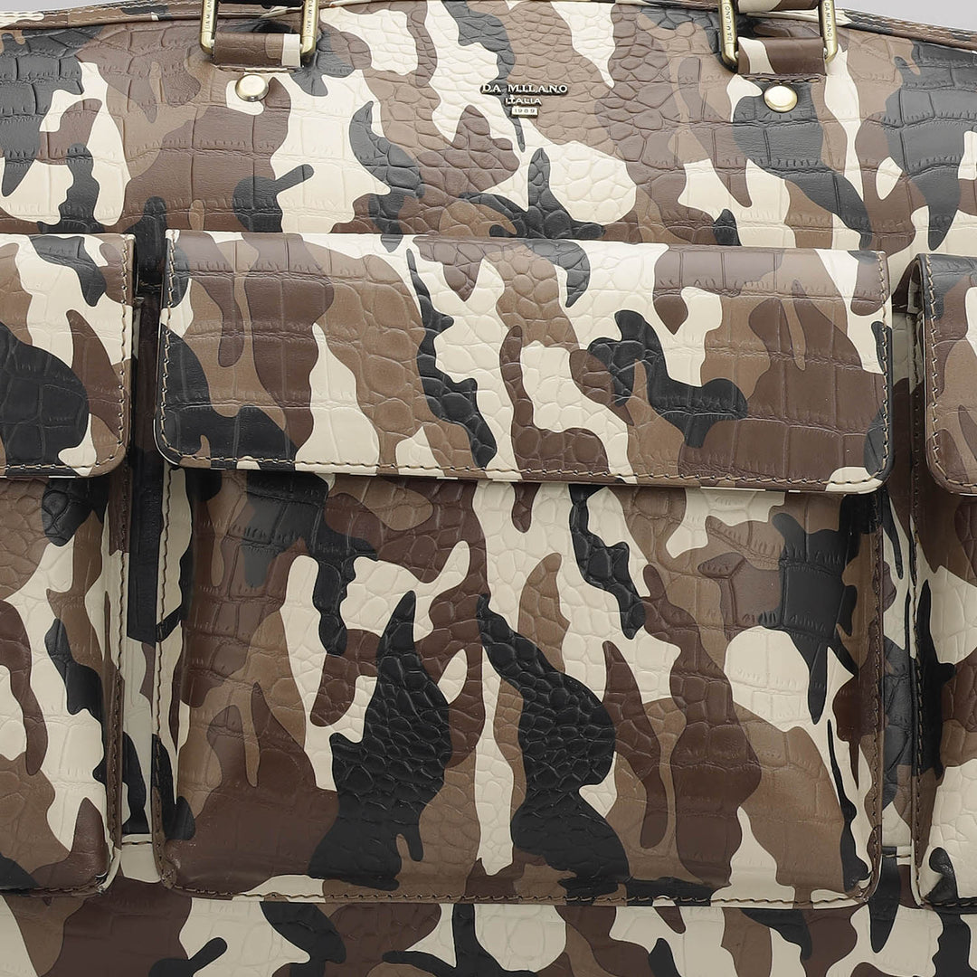 Camouflage Leather Luggage - Cognac & Black