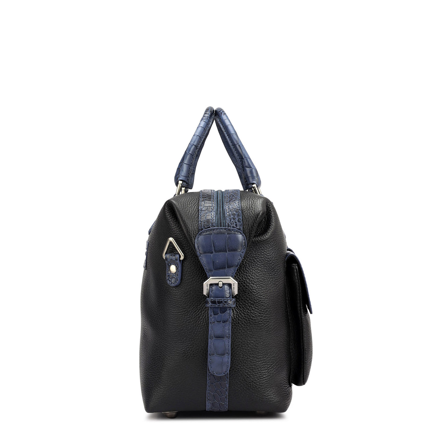Wax Croco Leather Luggage - Black
