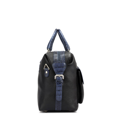 Wax Croco Leather Luggage - Black