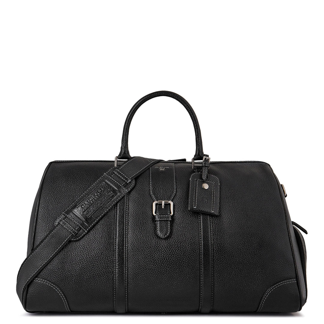 Pebble Leather Duffle Bag - Black