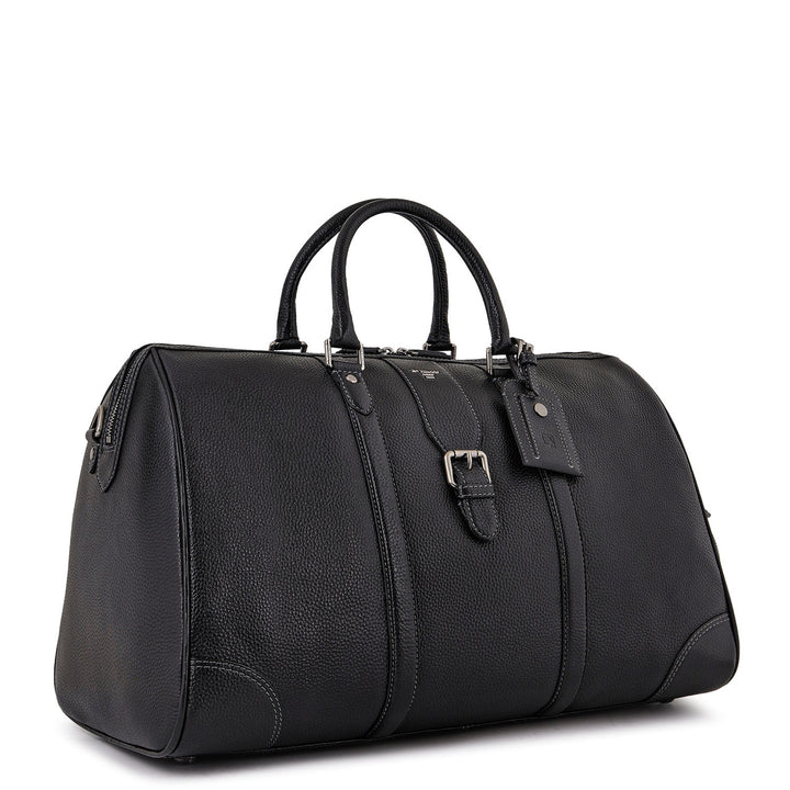 Pebble Leather Duffle Bag - Black