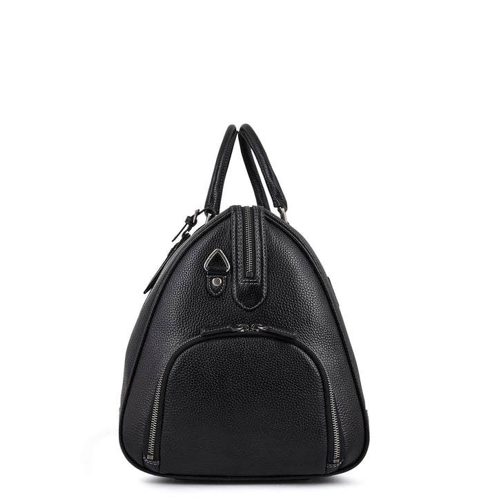 Pebble Leather Duffle Bag - Black