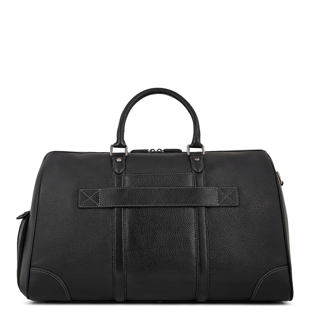 Pebble Leather Duffle Bag - Black