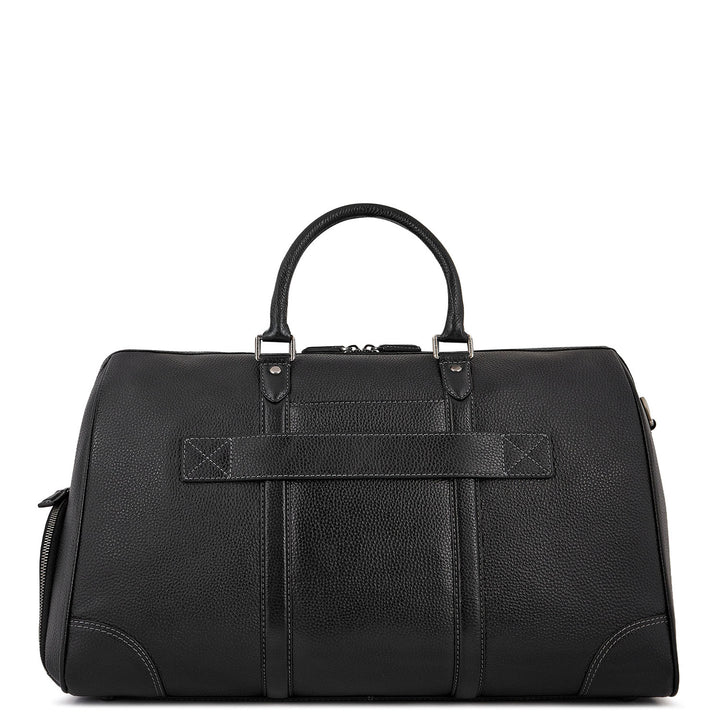 Pebble Leather Duffle Bag - Black