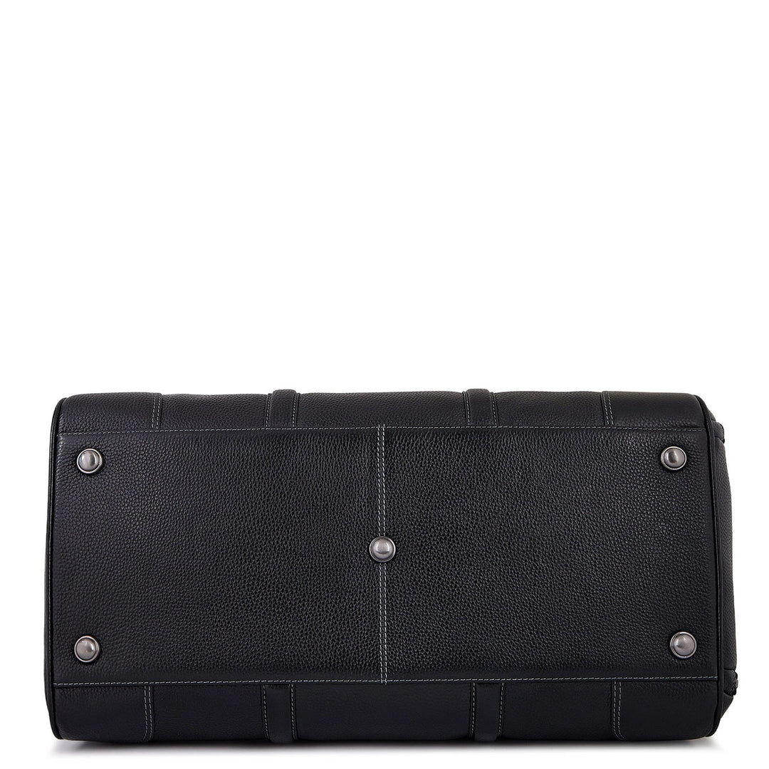 Pebble Leather Duffle Bag - Black