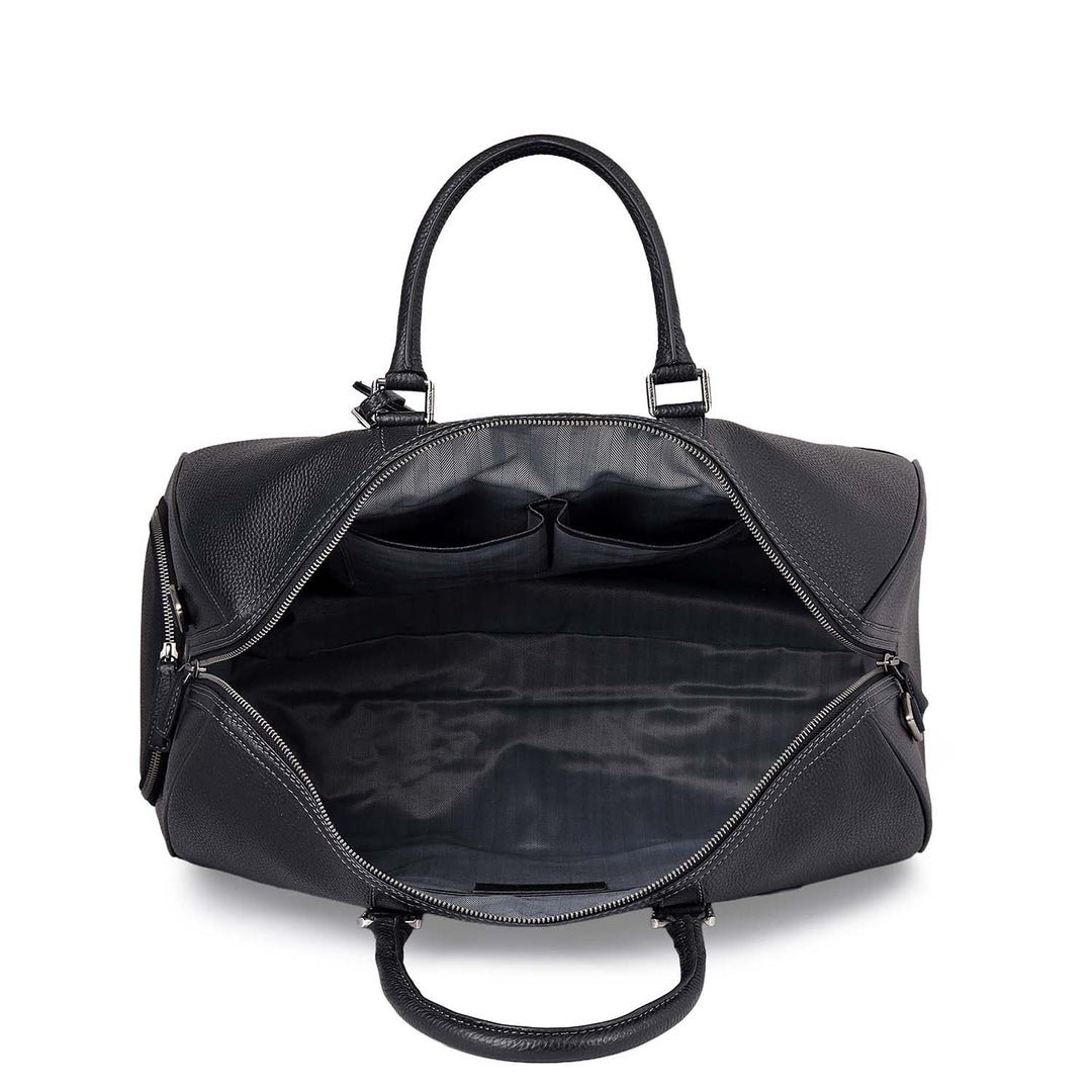 Pebble Leather Duffle Bag - Black