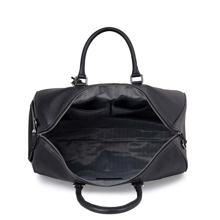 Pebble Leather Duffle Bag - Black