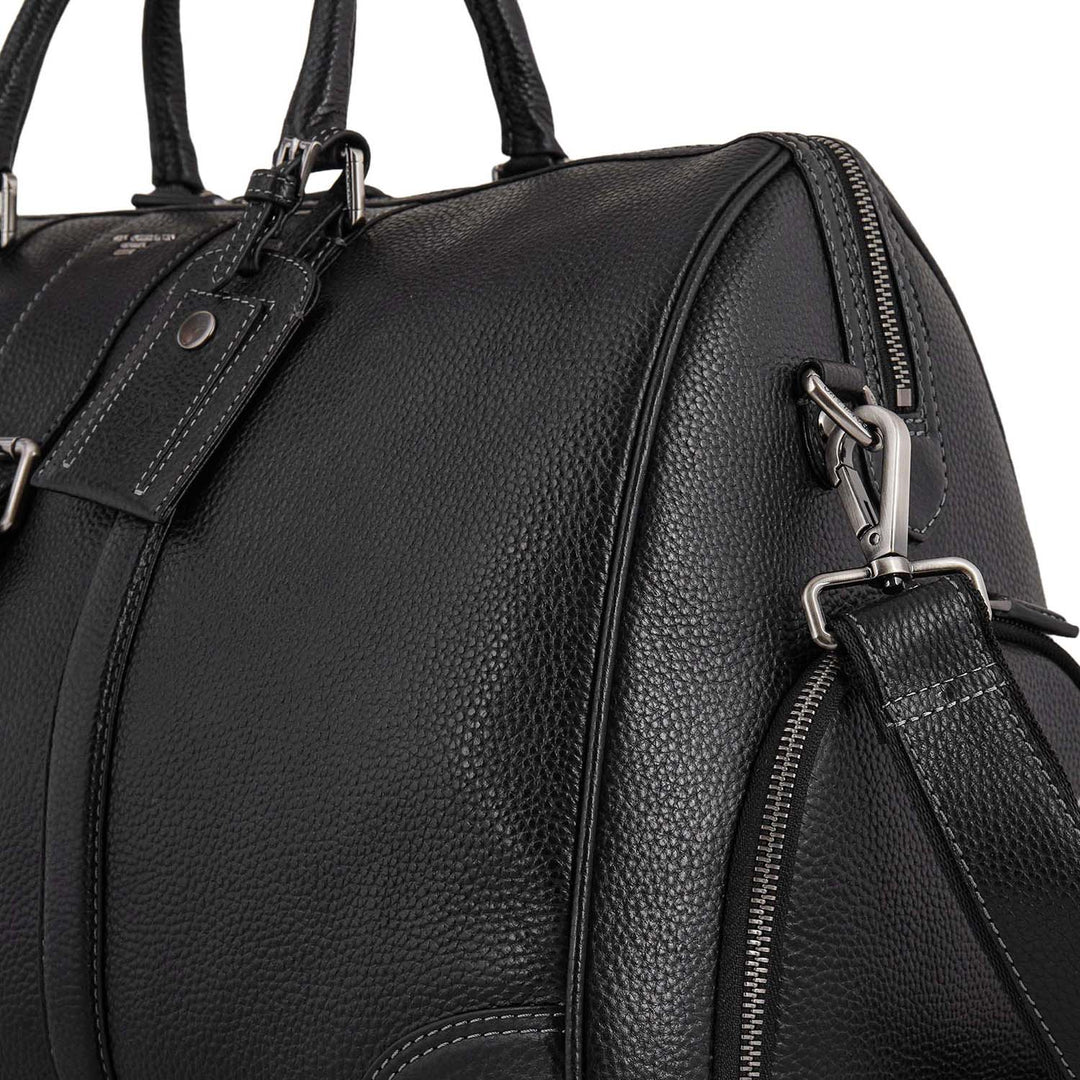 Pebble Leather Duffle Bag - Black