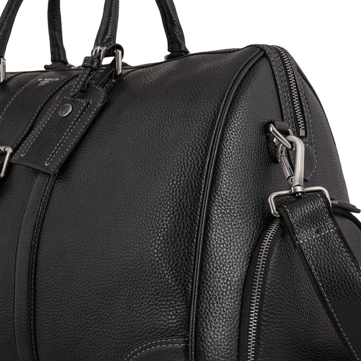 Pebble Leather Duffle Bag - Black