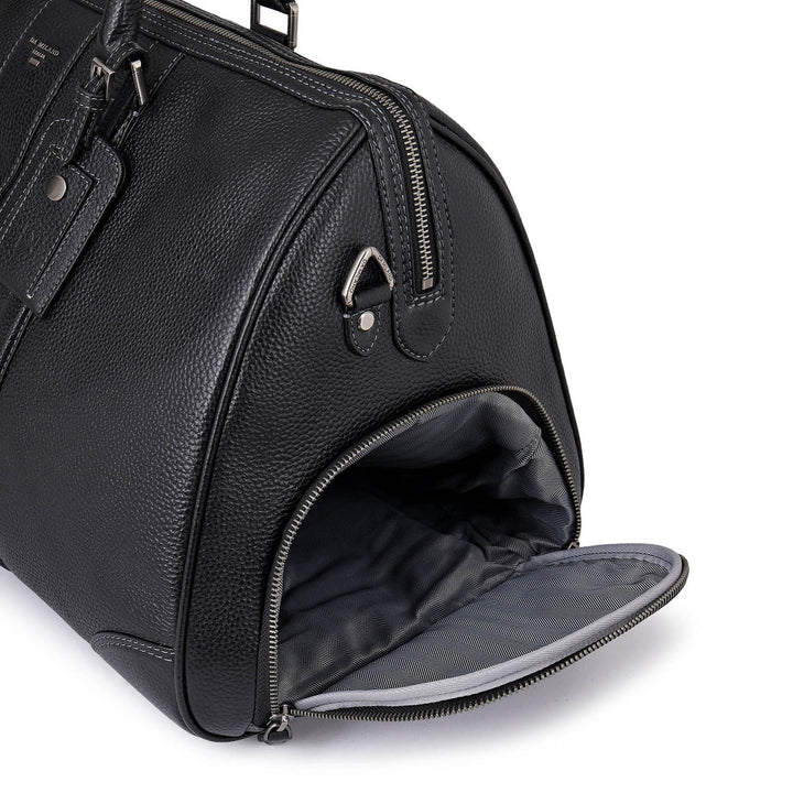 Pebble Leather Duffle Bag - Black