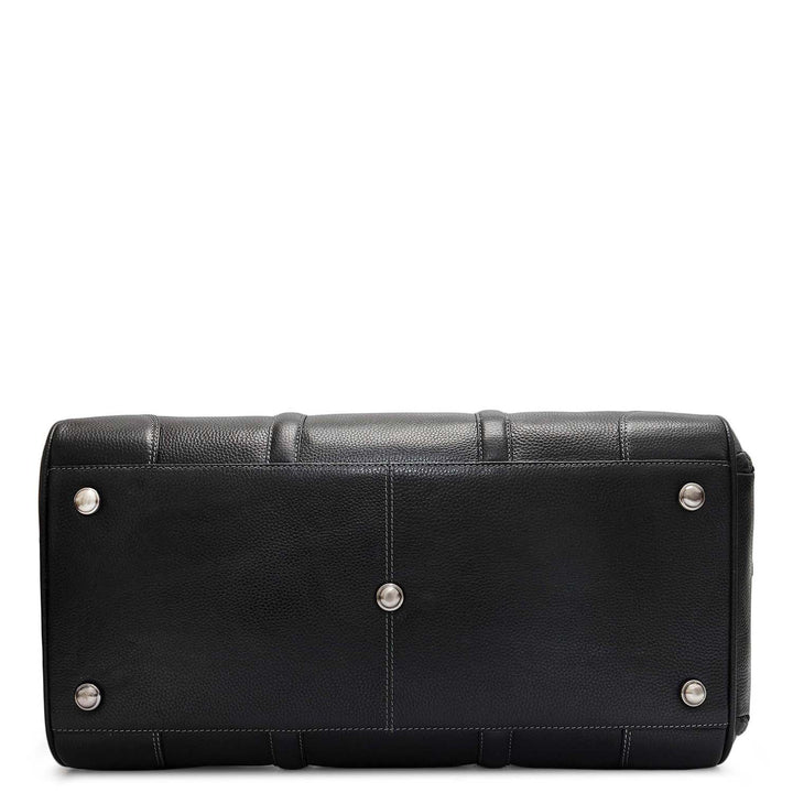 Wax Leather Luggage with Shoe Compartment - Black