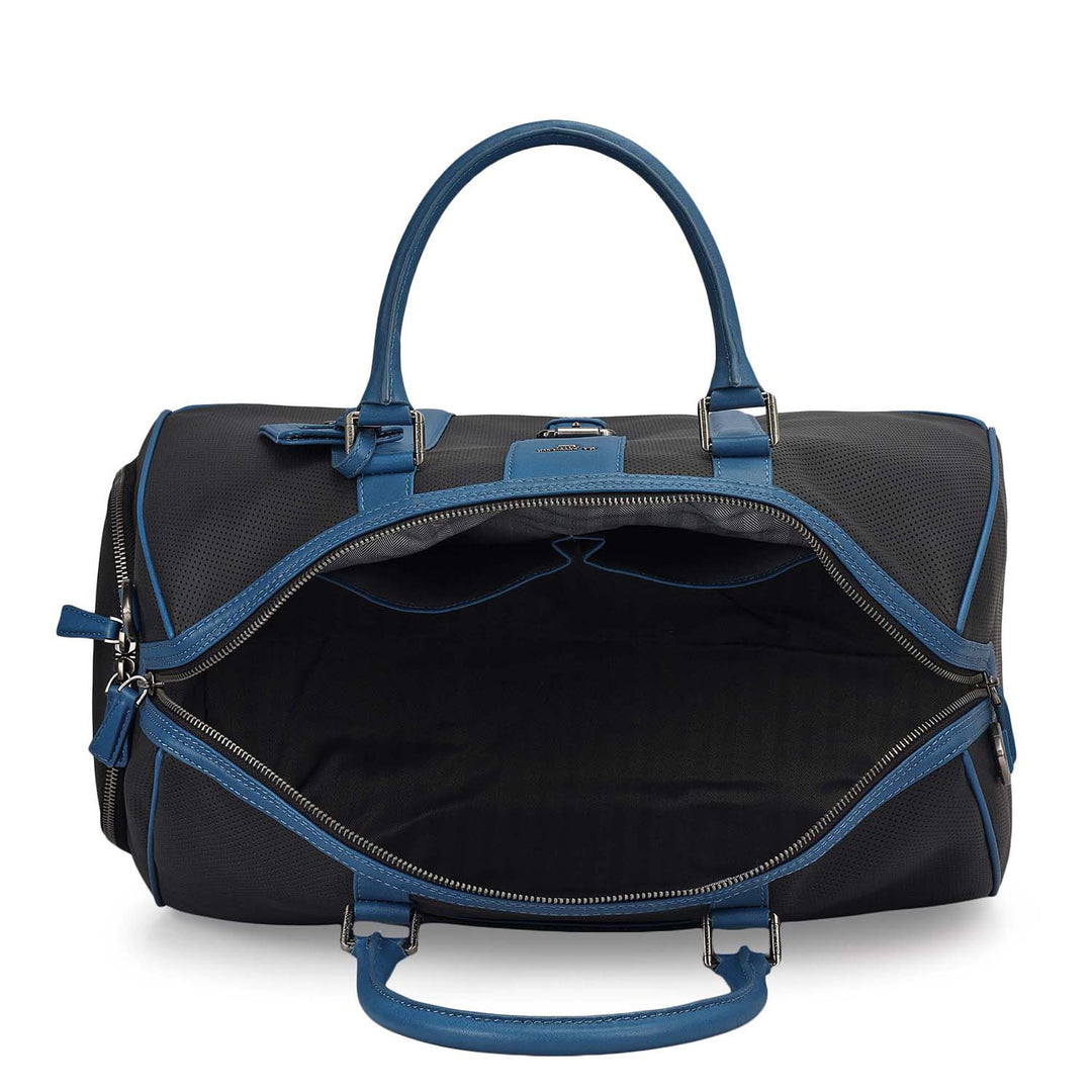 Punch Plain Leather Luggage - Black & Blue
