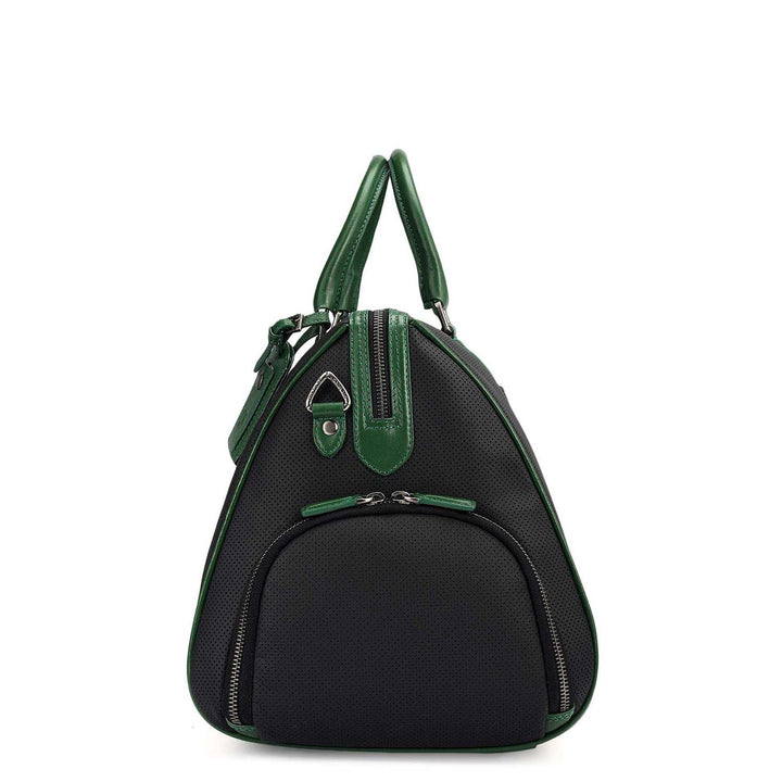 Punch Plain Leather Luggage - Black & Green