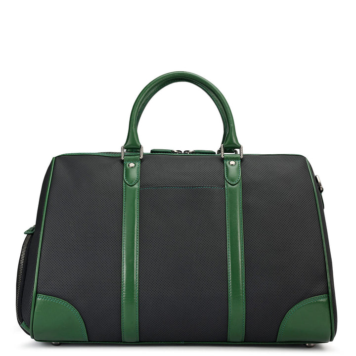 Punch Plain Leather Luggage - Black & Green