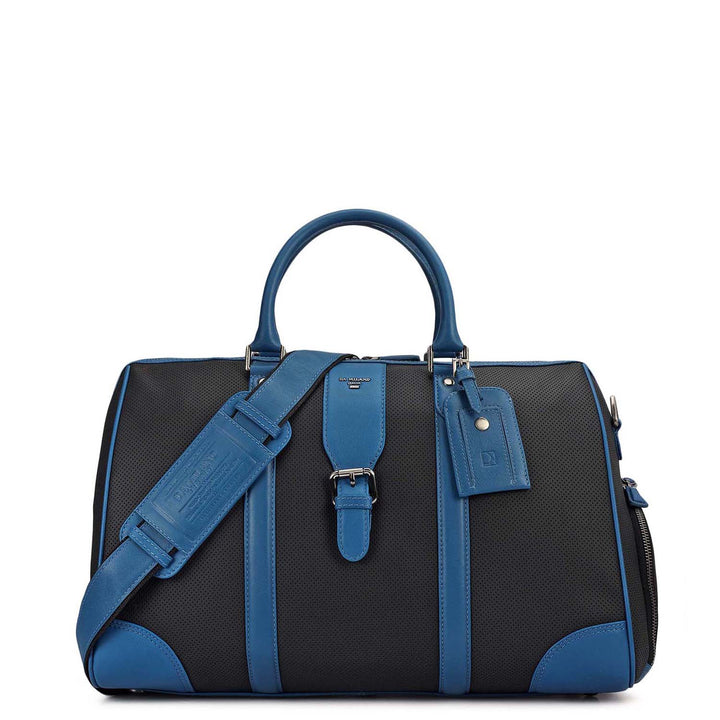 Punch Plain Leather Luggage - Black & Blue