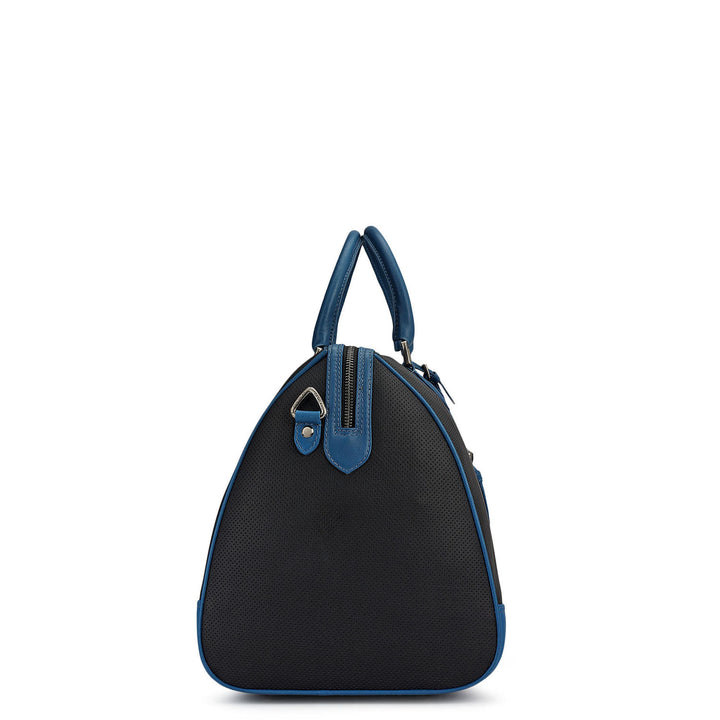 Punch Plain Leather Luggage - Black & Blue