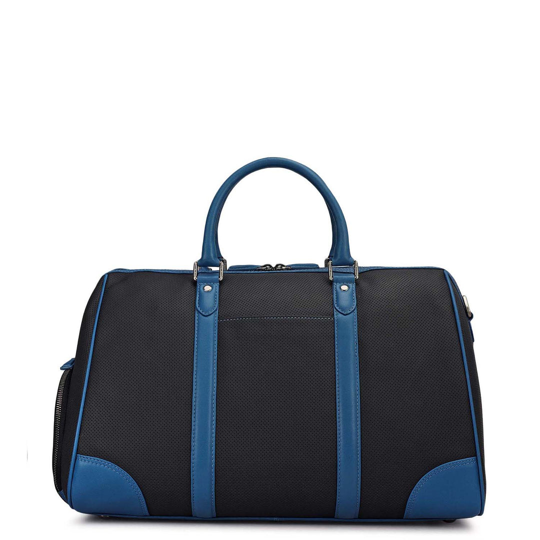 Punch Plain Leather Luggage - Black & Blue