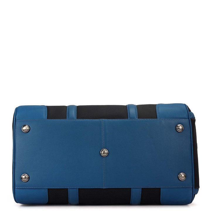 Punch Plain Leather Luggage - Black & Blue