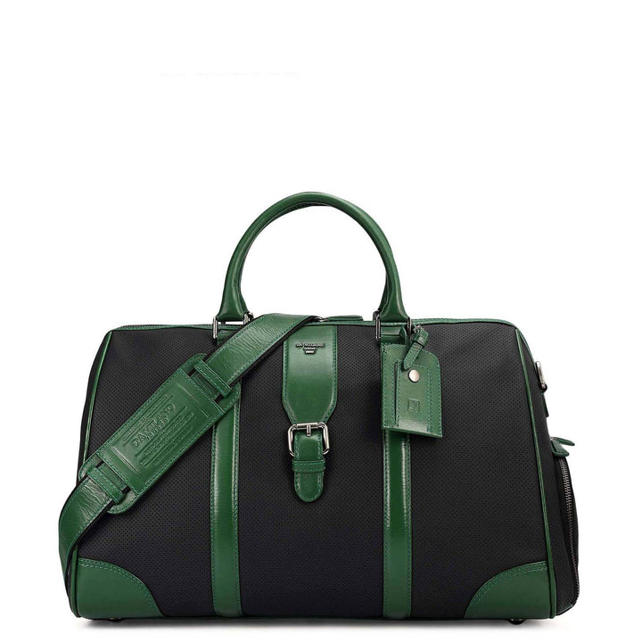Punch Plain Leather Luggage - Black & Green