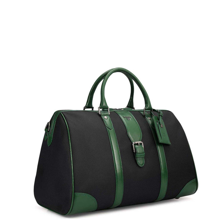 Punch Plain Leather Luggage - Black & Green