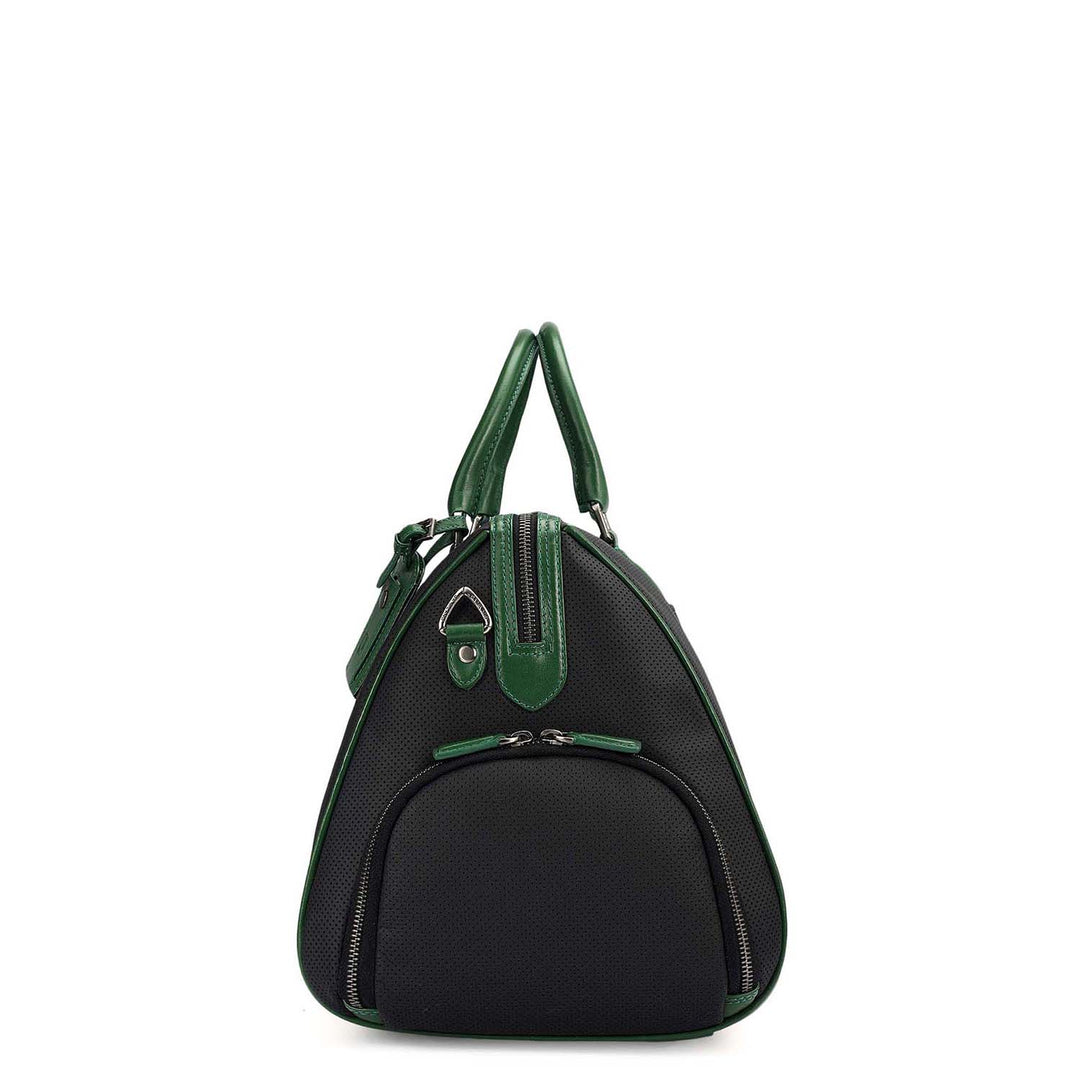Punch Plain Leather Luggage - Black & Green