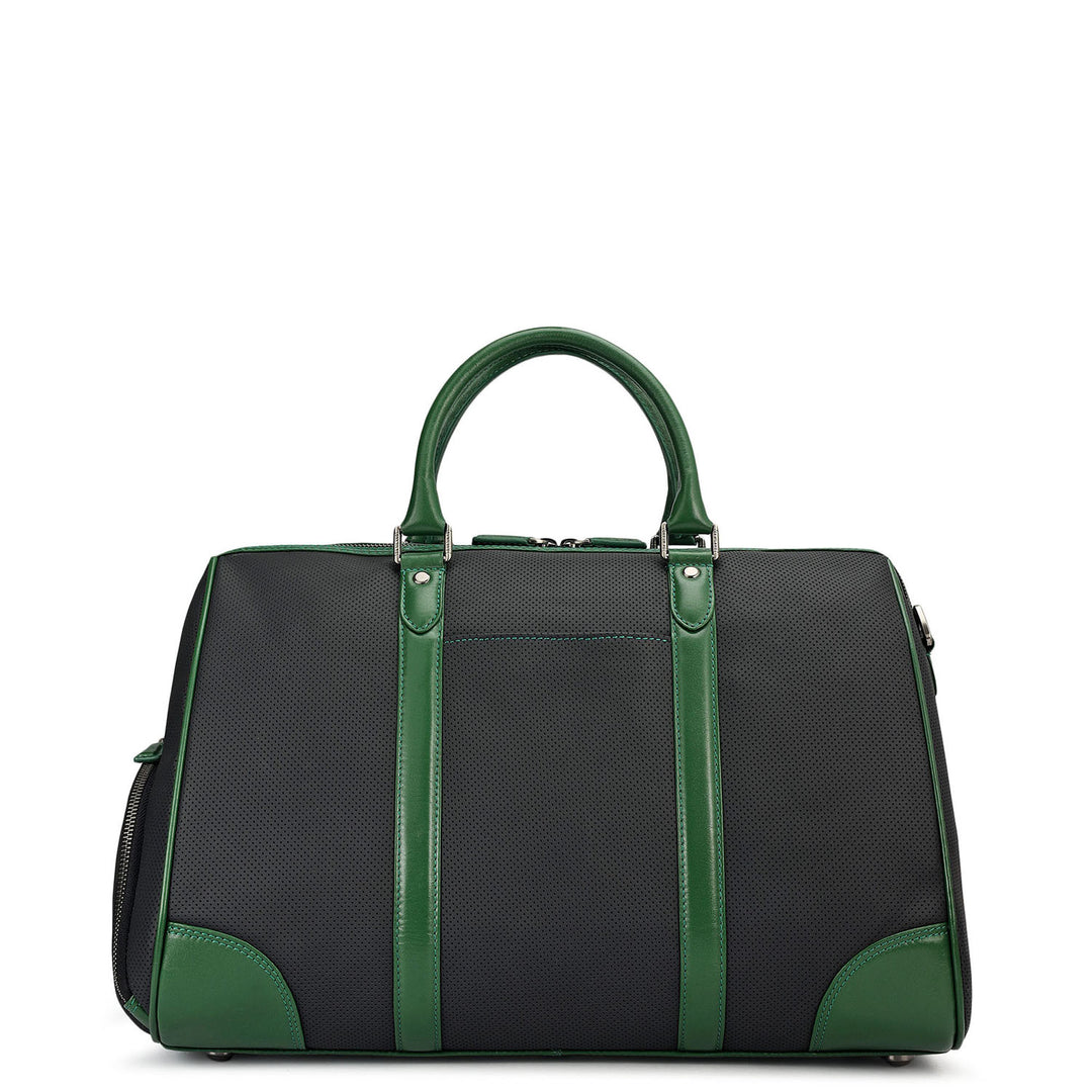 Punch Plain Leather Luggage - Black & Green