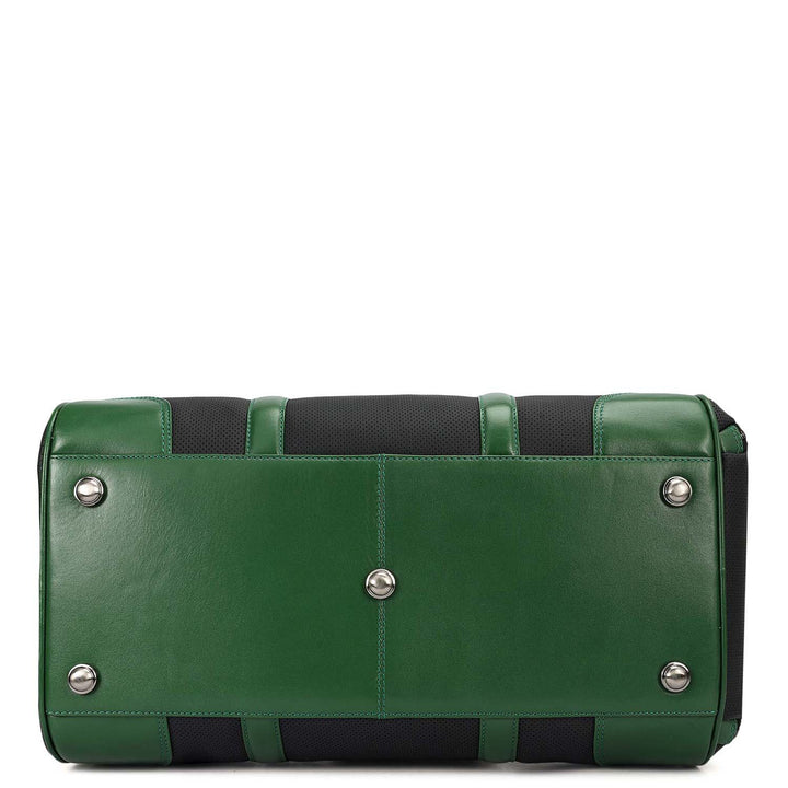 Punch Plain Leather Luggage - Black & Green