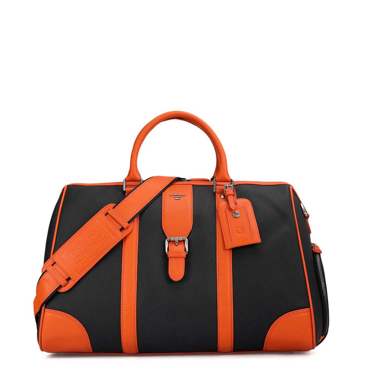 Punch Plain Leather Luggage - Black & Orange
