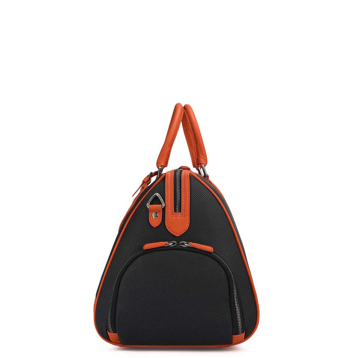 Punch Plain Leather Luggage - Black & Orange