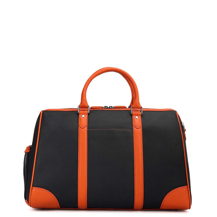 Punch Plain Leather Luggage - Black & Orange
