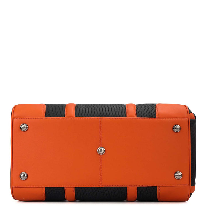 Punch Plain Leather Luggage - Black & Orange