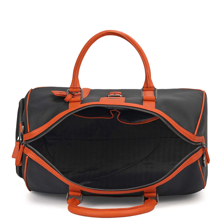 Punch Plain Leather Luggage - Black & Orange