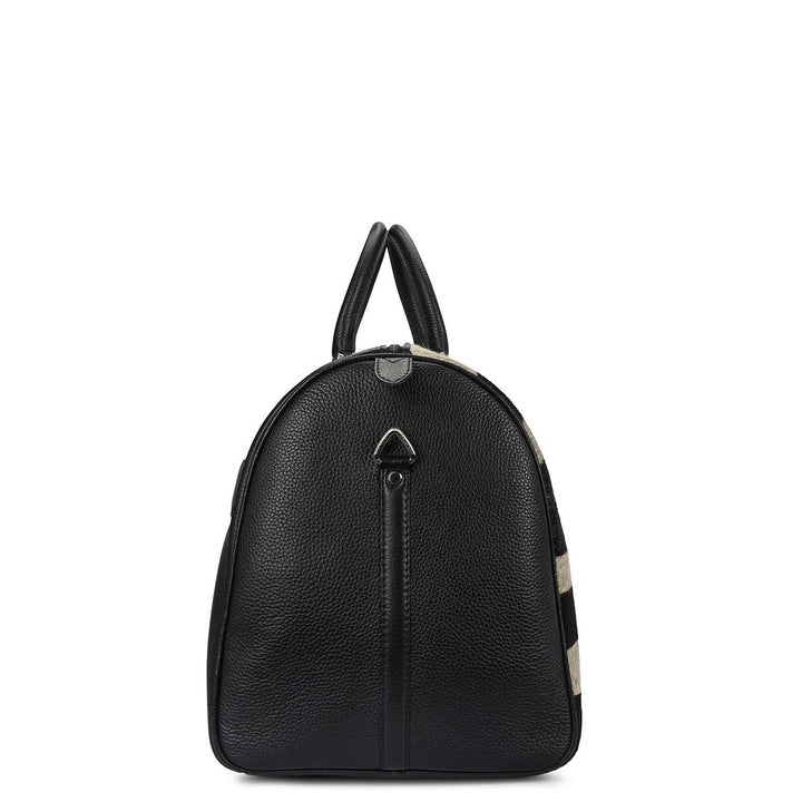 Fur Wax Leather Luggage - Off White & Black