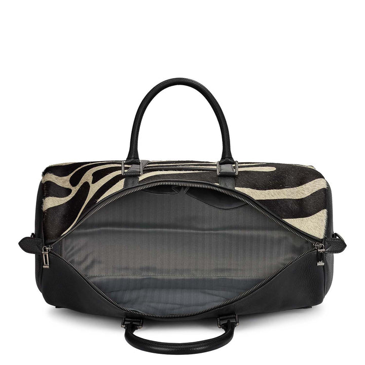 Fur Wax Leather Luggage - Off White & Black